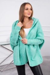Sweter z kapturem i rękawami typu nietoperz jasno zielony. Zielone swetry KESI, l, bez wzorów, z poliesteru, plus size, bez ramiączek. Za 178.78 zł.