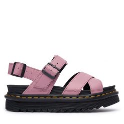 Sandały Dr. Martens. Czerwone sandały Dr Martens, bez wzorów, bez obcasa, na płaskiej podeszwie, bez zapięcia. Za 487.99 zł.