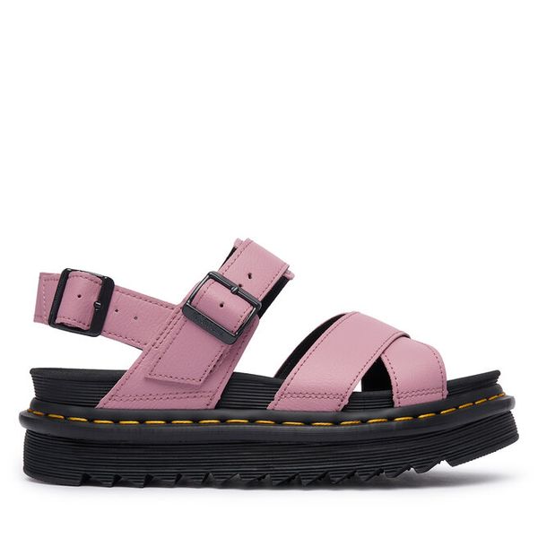 Sandały Dr. Martens. Czerwone sandały Dr Martens, bez wzorów, bez obcasa, na płaskiej podeszwie, bez zapięcia. Za 487.99 zł.