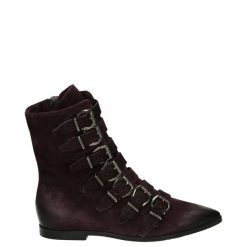 ZAMSZOWE BOTKI Z KLAMRAMI 569201 PRUGNA. Botki Venezia, bez wzorów, ze skóry, bez obcasa, bez zapięcia. Za 299.00 zł.