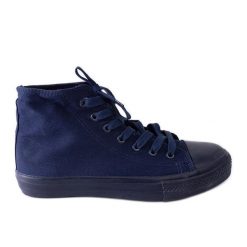 Granatowe wysokie trampki Rafife niebieskie. Niebieskie trampki bez wzorów, z gumy, eleganckie, bez zapięcia. Za 78.15 zł.