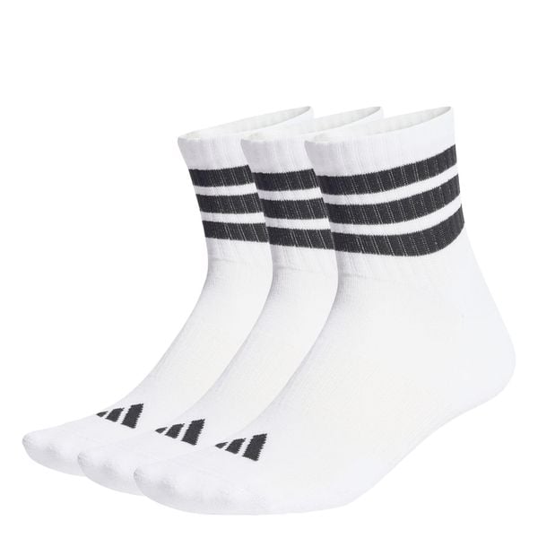 SKARPETY 3 STRIPES CUSHIONED SPORTSWEAR MID CUT SOCKS 3 PAIR PACK. Białe skarpetki adidas, bez wzorów, z bawełny. Za 59.95 zł.