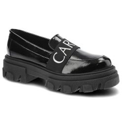 Czarne Półbuty Carinii Modne Skórzane Buty Damskie. Czarne półbuty wsuwane Carinii, bez wzorów, ze skóry, klasyczne, bez obcasa, na płaskiej podeszwie. Za 467.99 zł.