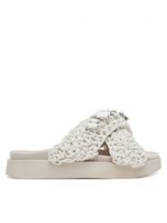INUIKII WOVEN STONES Klapki damskie. Białe klapki Inuikii, bez wzorów, z bawełny, eleganckie, bez obcasa, bez zapięcia. Za 589.99 zł.