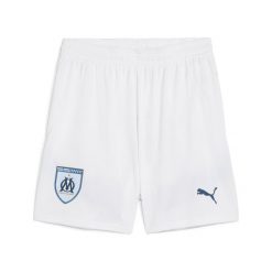 Młodzieżowe szorty Olympique Marsylia 24/25 PUMA White Bleu Azur Blue. Biała szorty Puma, w ażurowe wzory, młodzieżowe. W wyprzedaży za 150.50 zł.