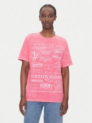 Tommy Jeans T-Shirt Multi Brand DW0DW20923 Różowy Relaxed Fit. Czerwone t-shirty Tommy Jeans, xl, bez wzorów, z bawełny, bez kołnierzyka, bez ramiączek. Za 219.99 zł.