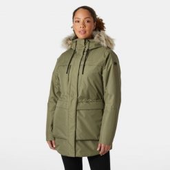 Parka dla kobiet Helly Hansen Coastal. Zielone płaszcze Helly Hansen, na zimę, bez wzorów, bez kaptura. W wyprzedaży za 1,053.50 zł.