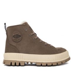 Trapery Palladium. Szare traperki Palladium, bez wzorów, bez obcasa, bez zapięcia. Za 579.99 zł.