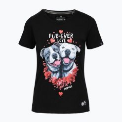 Koszulka damska Pitbull Fur Ever Love. Czarne t-shirty sportowe PITBULL, m, bez wzorów, bez ramiączek. Za 79.99 zł.