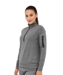 Bluza damska wełniana z krótkim ekspresem Brubeck OUTDOOR MERINO. Szare bluzy Brubeck, xl, bez wzorów, z poliesteru, eleganckie, bez ramiączek, bez kaptura. Za 299.00 zł.