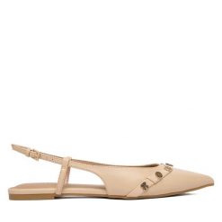 Baleriny Guess. Brązowe baleriny Guess, z aplikacjami, bez obcasa, bez zapięcia. Za 589.99 zł.