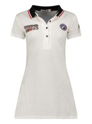Geographical Norway Sukienka polo "Karetta" w kolorze białym rozmiar: L. Białe sukienki Geographical Norway, na co dzień, l, bez wzorów, z bawełny, bez kołnierzyka, bez ramiączek, mini, proste. Za 60.44 zł.