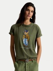 Polo Ralph Lauren T-Shirt 211B17806001 Zielony ciemny Regular Fit. Zielone t-shirty Polo Ralph Lauren, xxs, bez wzorów, z bawełny, bez kołnierzyka, bez ramiączek. Za 719.99 zł.