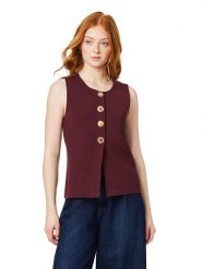 Scotch & Soda Top dzianinowy w kolorze bordowym rozmiar: S. Czerwone topy Scotch & Soda, s, bez wzorów, z dzianiny, bez kołnierzyka, bez ramiączek. Za 179.95 zł.
