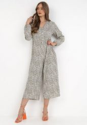 Biało-Zielony Kombinezon Pyrhele. Zielone sukienki Born2be, na co dzień, l, bez wzorów, eleganckie, bez kołnierzyka, bez ramiączek, proste. Za 149.99 zł.