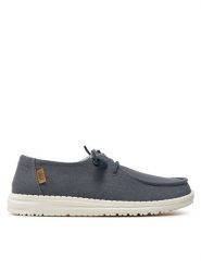 Hey Dude Półbuty Wendy Chambray 40058-4MQ Granatowy. Niebieskie półbuty wsuwane Hey dude, bez wzorów, z materiału, bez obcasa, na płaskiej podeszwie. Za 229.99 zł.