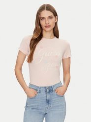 Guess Jeans T-Shirt W5GI24 J1314 Beżowy Regular Fit. Brązowe t-shirty Guess Jeans, m, z aplikacjami, z bawełny, bez kołnierzyka, bez ramiączek. Za 89.99 zł.