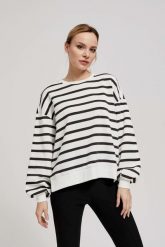 Bluza w paski z bufaistymi rękawami. Bluzy MOODO, xl, bez wzorów, z bawełny, bez kaptura. W wyprzedaży za 49.99 zł.