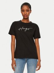 HUGO T-Shirt Damacia 50535491 Czarny Regular Fit. Czarne t-shirty Hugo, l, bez wzorów, z bawełny, bez kołnierzyka, bez ramiączek. Za 139.99 zł.