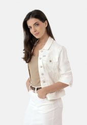Krótka jeansowa kurtka J-NALA. Białe kurtki Volcano, s, bez wzorów, z bawełny, klasyczne, bez kaptura. Za 219.99 zł.