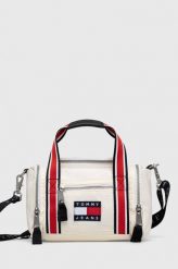 Tommy Jeans torebka kolor biały. Białe listonoszki Tommy Jeans, bez wzorów, z jeansu, na ramię, bez dodatków. Za 449.99 zł.