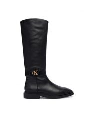 Calvin Klein Kozaki Square High Boot Lth Mg Hdw HW0HW03187 Czarny. Czarne kozaki Calvin Klein, bez wzorów, ze skóry, bez obcasa, na płaskiej podeszwie, bez zapięcia. Za 849.99 zł.