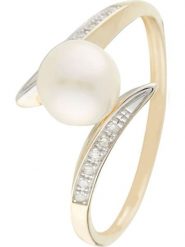 CARATELLI Złoty pierścionek "Fenoa" z diamentami i perłą rozmiar: 56. Żółte pierścionki CARATELLI, z diamentem, złote. Za 892.02 zł.
