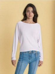 Sweter basic z ozdobnym przeszyciem z wiskozą - biały. Białe swetry Sinsay, l, bez wzorów, z wiskozy, bez ramiączek. Za 39.99 zł.