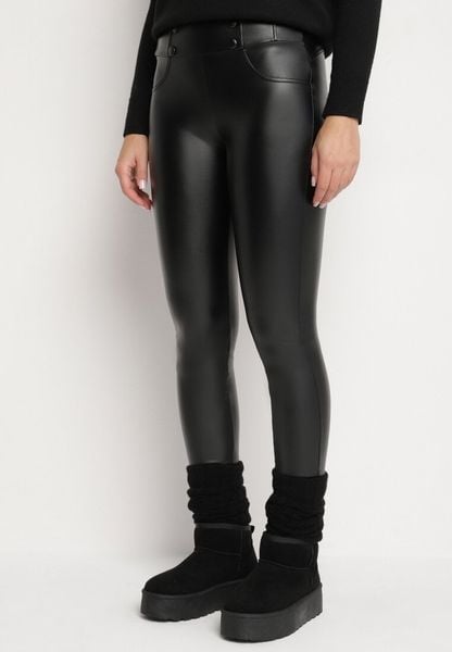 Czarne Legginsy z Ekoskóry Ocieplane z Efektem Push-Up Labrisa. Czarne legginsy Born2be, bez wzorów, z jeansu, eleganckie. Za 39.99 zł.