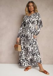 Czarna Sukienka z Wiskozą o Rozkloszowanym Kroju w Abstrakcyjny Print Ridirinda. Czarne sukienki Renee, na co dzień, l, bez wzorów, z wiskozy, eleganckie, bez kołnierzyka, bez ramiączek, maxi, rozkloszowane. W wyprzedaży za 107.99 zł.