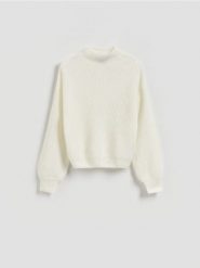 Sweter z wełną - złamana biel. Swetry Reserved, l, bez wzorów, z dzianiny, bez ramiączek. Za 259.99 zł.