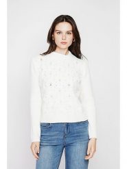 C& Jo Sweter w kolorze białym rozmiar: 40. Białe swetry C& Jo, bez wzorów, ze splotem, klasyczne, bez ramiączek. Za 121.99 zł.