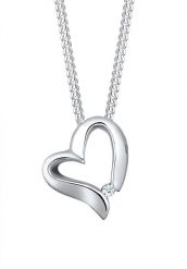 Elli DIAMONDS Damski wisiorek serce zakrzywione z diamentem (0.015 ct.) srebro 925 Sterling Silver Naszyjniki 1 ct. Szare naszyjniki Elli DIAMONDS, z materiału, z brylantem, srebrne. Za 288.99 zł.