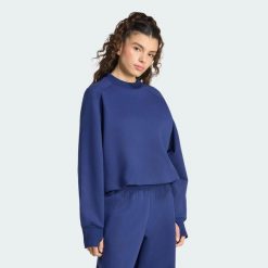 Bluza z dzianiny Soft Lux Winter. Niebieskie bluzy adidas, xs, bez wzorów, z bawełny, klasyczne, bez ramiączek, bez kaptura. Za 299.00 zł.