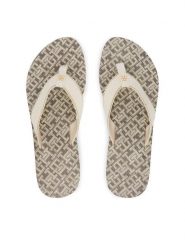 Tommy Hilfiger Japonki Monogram Mid Wedge Sandal FW0FW09419 Kremowy. Białe japonki Tommy Hilfiger, bez wzorów, z syntetyku. Za 189.99 zł.
