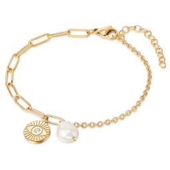 Valero Pearls Stal nierdzewna Preciosa Perła hodowlana słodkowodna Bransoletki 1 ct Damski. Białe bransoletki Valero Pearls, z perłą, pozłacane. Za 299.99 zł.