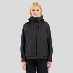 Kurtka damska Odlo ASCENT 3L WATERPROOF Jacket hardshell. Czarne kurtki narciarskie ODLO, l, bez wzorów, z hardshellu, z kapturem, trekkingowe. Za 1,699.99 zł.