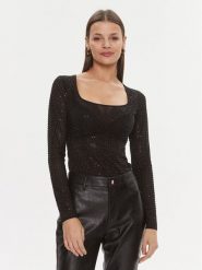 Guess Body Karolina O4RM06 KBZX0 Czarny Slim Fit. Czarne body i gorsety Guess, z aplikacjami, z syntetyku, bez ramiączek. Za 469.99 zł.