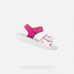 Sandały GEOX B SANDAL LIGHTFLOPPY B Rose. Białe sandały Geox, bez wzorów, z syntetyku, bez obcasa, bez zapięcia. Za 123.99 zł.