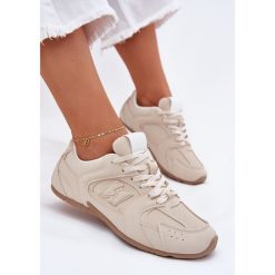 Buty Sportowe Damskie Z Eko Zamszu Beżowe beżowy. Brązowe buty treningowe bez wzorów, bez zapięcia. Za 81.18 zł.