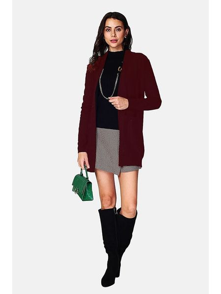 ASSUILI Kardigan w kolorze ciemnoczerwonym rozmiar: 42. Czerwone swetry Assuili, bez wzorów, z kaszmiru, klasyczne, bez ramiączek. Za 171.68 zł.