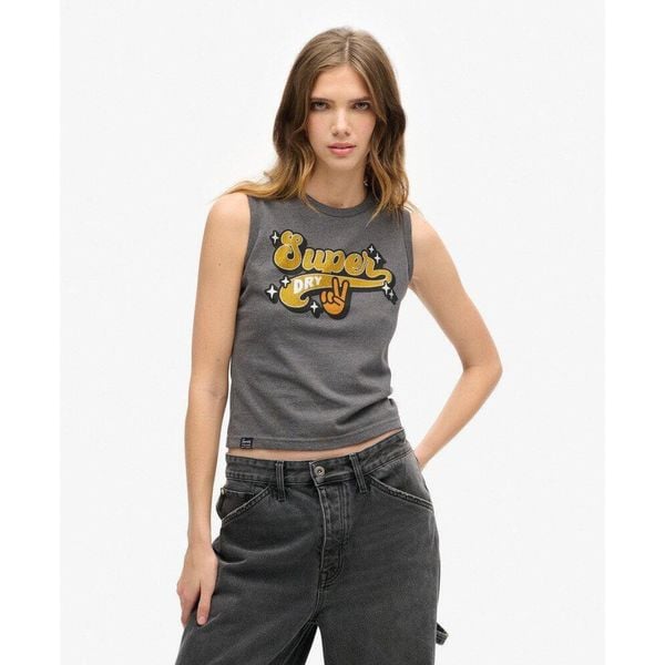 Kamizelka Slim z Retro Ozdobami. Szare bielizna termoaktywna damska Superdry, bez wzorów, bez ramiączek. W wyprzedaży za 138.80 zł.