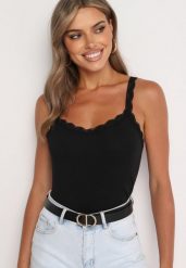 Czarny Top Bawełniany Hellamene. Czarne topy Born2be, l, bez wzorów, z bawełny, klasyczne, bez kołnierzyka, bez ramiączek. Za 24.99 zł.