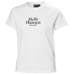 Koszulka damska Helly Hansen Core Graphic 2.0. Białe t-shirty sportowe Helly Hansen, bez wzorów, z bawełny, bez ramiączek. Za 197.50 zł.