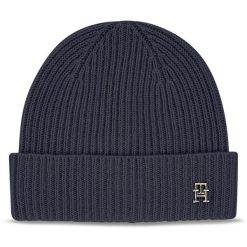 Czapka Tommy Hilfiger. Niebieskie czapki zimowe Tommy Hilfiger, bez wzorów. Za 379.99 zł.