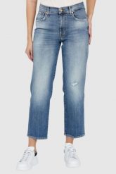 7 FOR ALL MANKIND Jasne jeansy z przetarciem THE MODERN STRAIGHT Rewritten. Niebieskie jeansy 7 for all mankind, s, bez wzorów, z bawełny. W wyprzedaży za 499.99 zł.