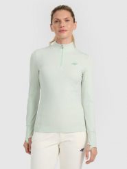 4F Bielizna termiczna ocieplana (góra) damska - turkusowa XL. Niebieskia bielizna termoaktywna damska 4f, bez wzorów, z dzianiny, bez ramiączek. W wyprzedaży za 99.99 zł.