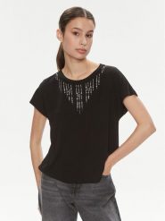 Liu Jo Bluzka Ecs T-Shirt St P M/C TA4194 JS360 Czarny Regular Fit. Czarne bluzki Liu Jo, m, bez wzorów, z wiskozy, bez kołnierzyka, bez ramiączek. Za 399.99 zł.