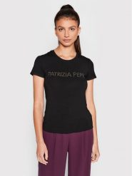 Patrizia Pepe T-Shirt CM1419/J013-K103 Czarny Regular Fit. Czarne t-shirty Patrizia Pepe, bez wzorów, z wiskozy, bez kołnierzyka, bez ramiączek. Za 259.99 zł.
