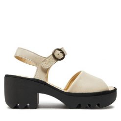 Sandały Fly London. Białe sandały Fly London, bez wzorów, bez obcasa, na słupku, bez zapięcia. Za 519.99 zł.